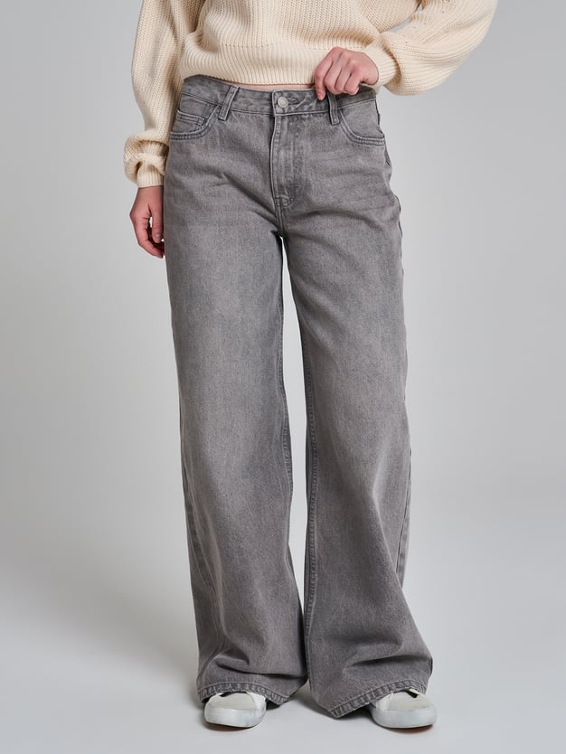 Джинсы широкие с вареным эффектом