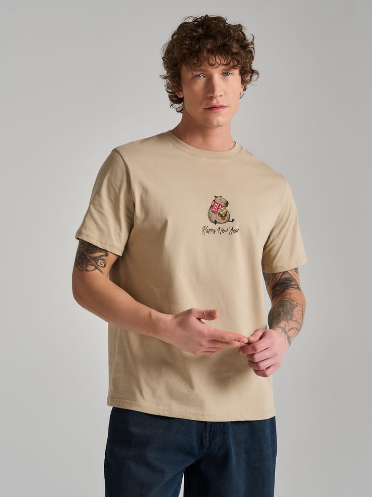 Футболка из хлопка с новогодним принтом