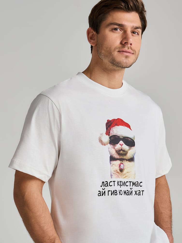Футболка из хлопка с новогодним принтом