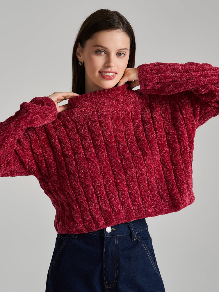 Джемпер трикотажный с косами