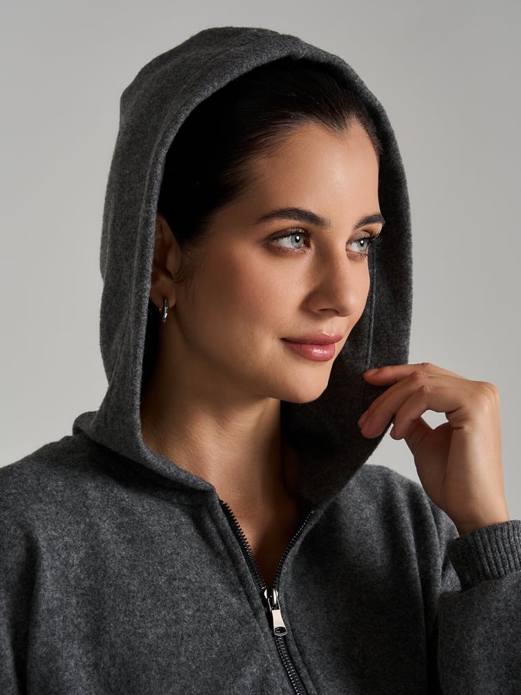 Трикотажное зип худи с начесом