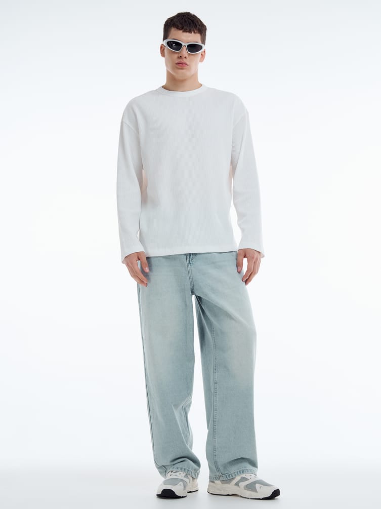 Лонгслив базовый вафельный