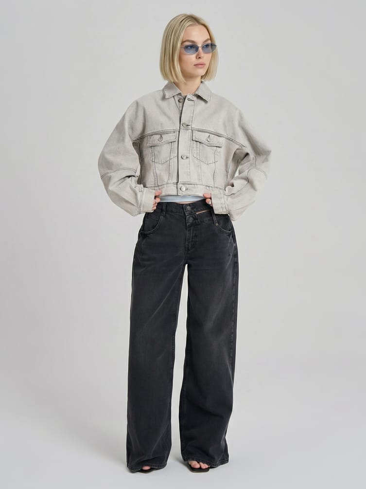Куртка джинсовая оверсайз укороченная