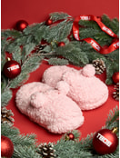 Махровые тапочки с помпонами