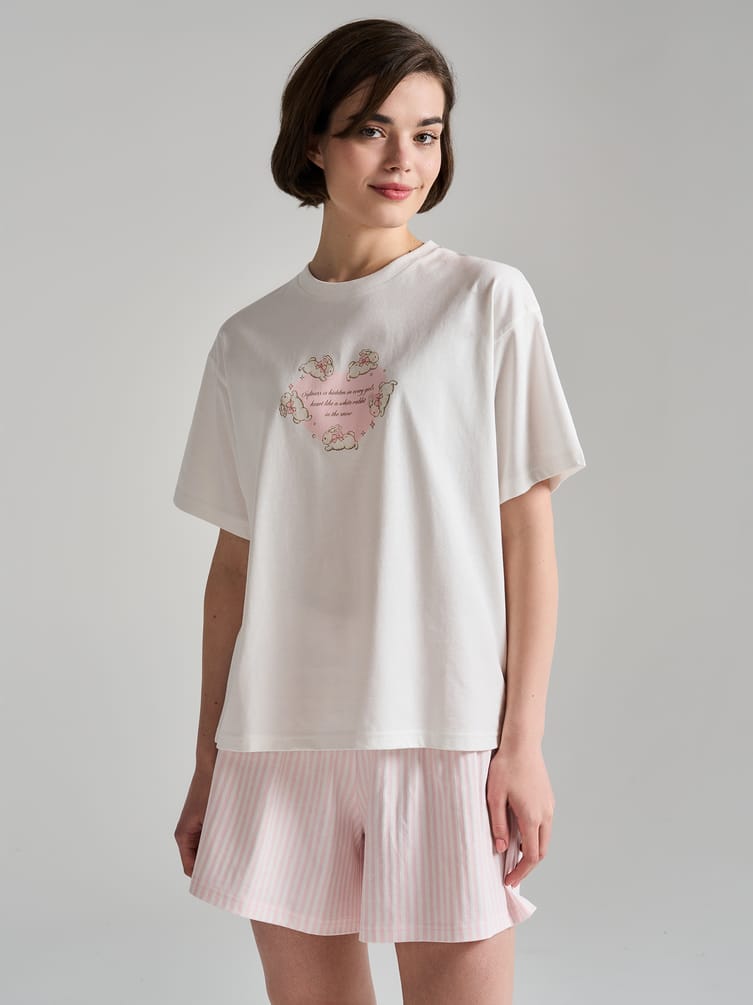 Хлопковая пижама с принтом и шортами