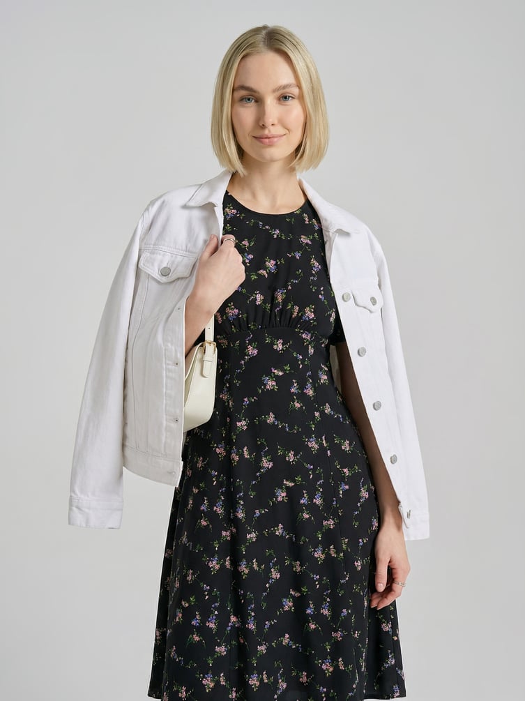 Миди платье крестьянка