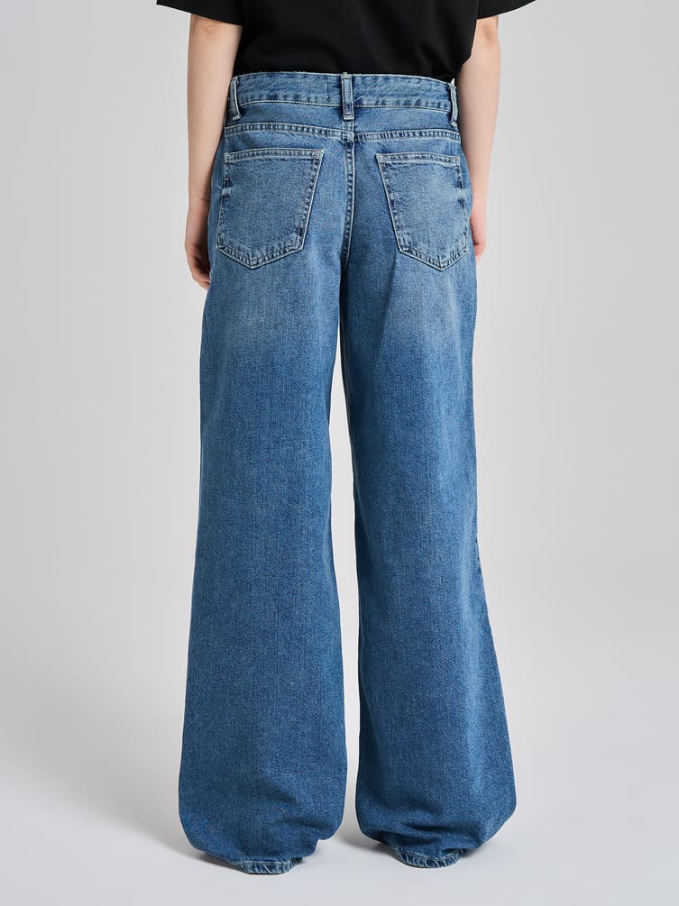 Джинсы багги с вареным эффектом