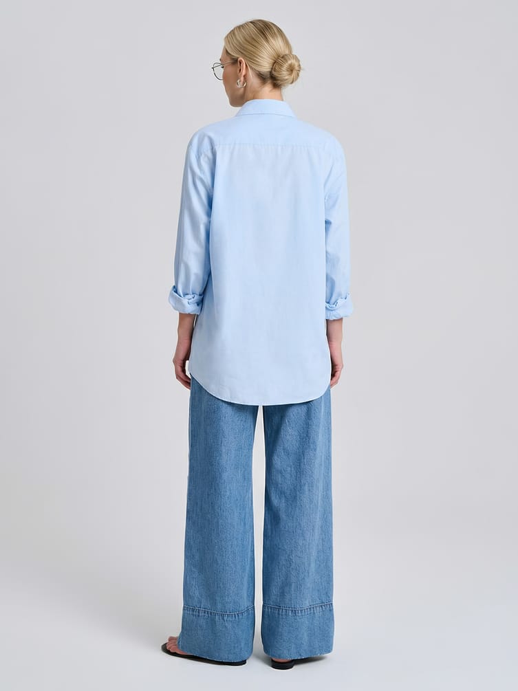 Джинсы широкие летние на резинке