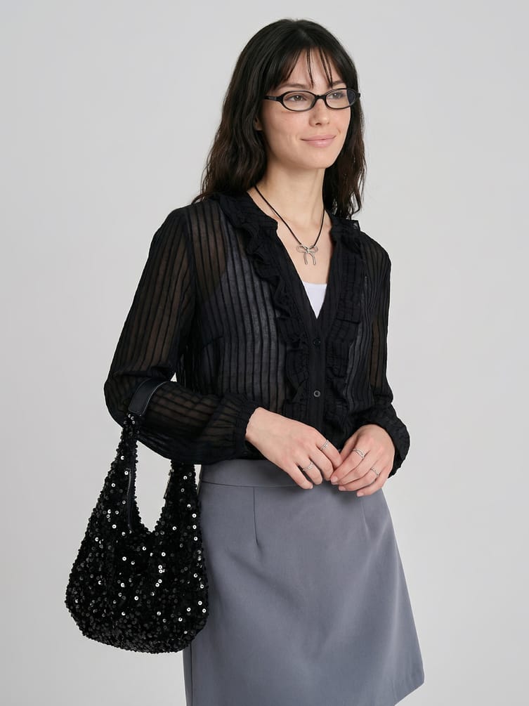 Рубашка шифоновая с воланами