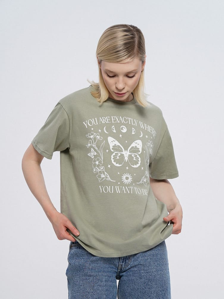 Футболка из хлопка с принтом бабочки