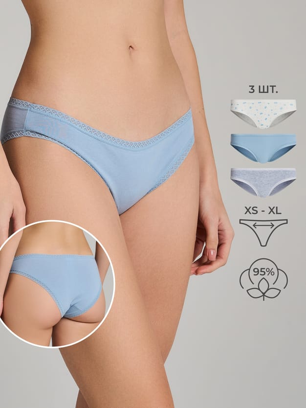 Трусы-слипы - 3 шт. в цветочек