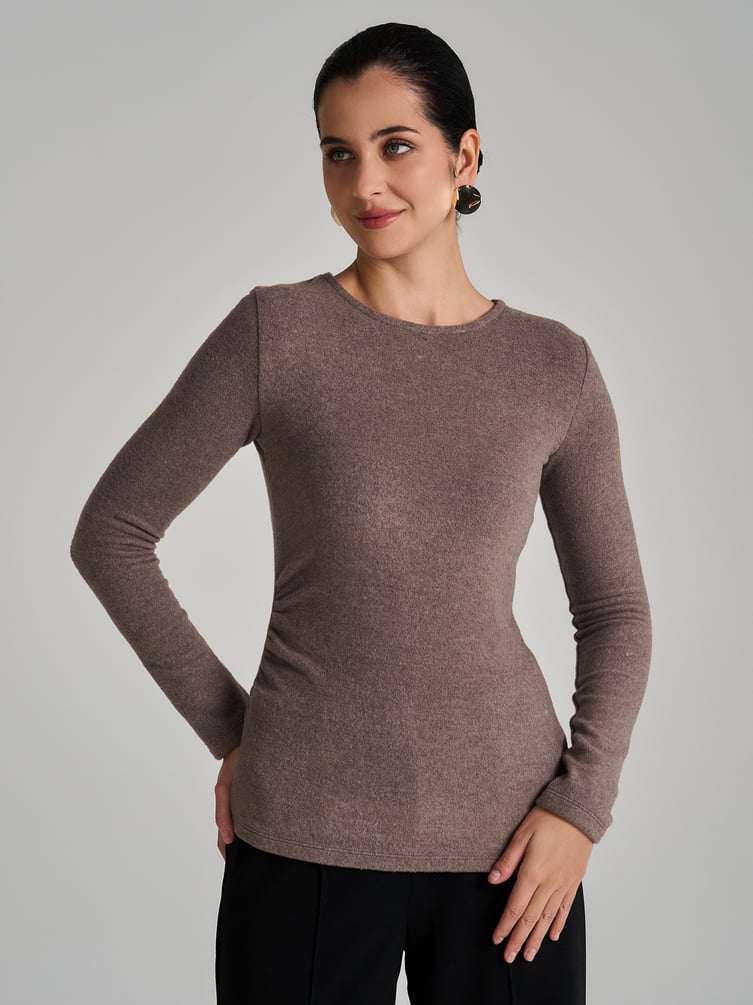 Лонгслив асимметричный с драпировкой