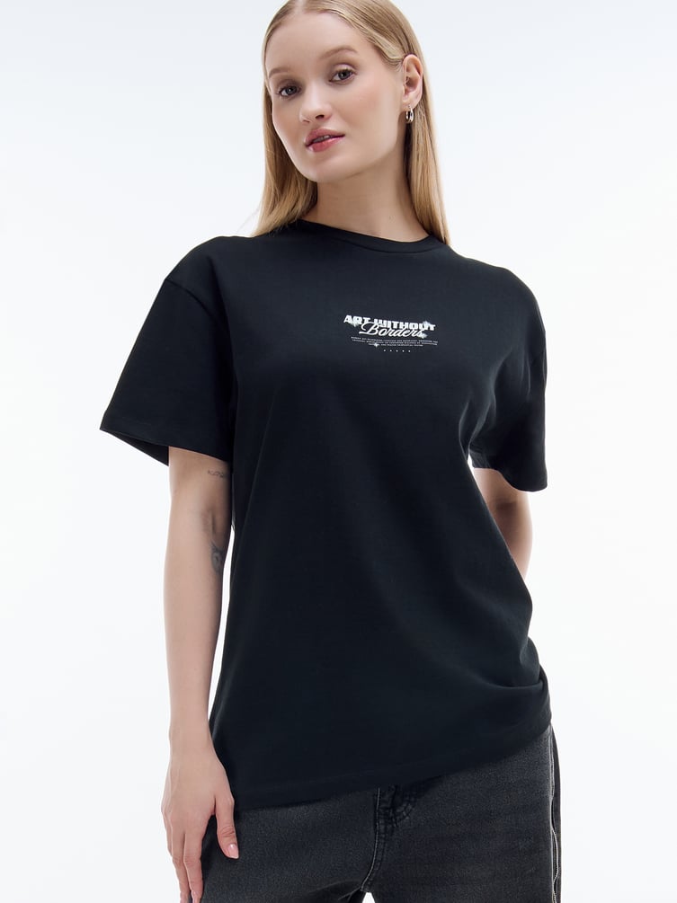 Футболка оверсайз с принтом ангелов на спине