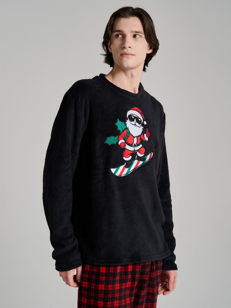 Теплая плюшевая пижама с Санта Клаусом