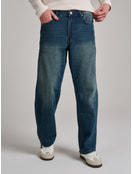 Джинсы багги с декоративным смещенным швом