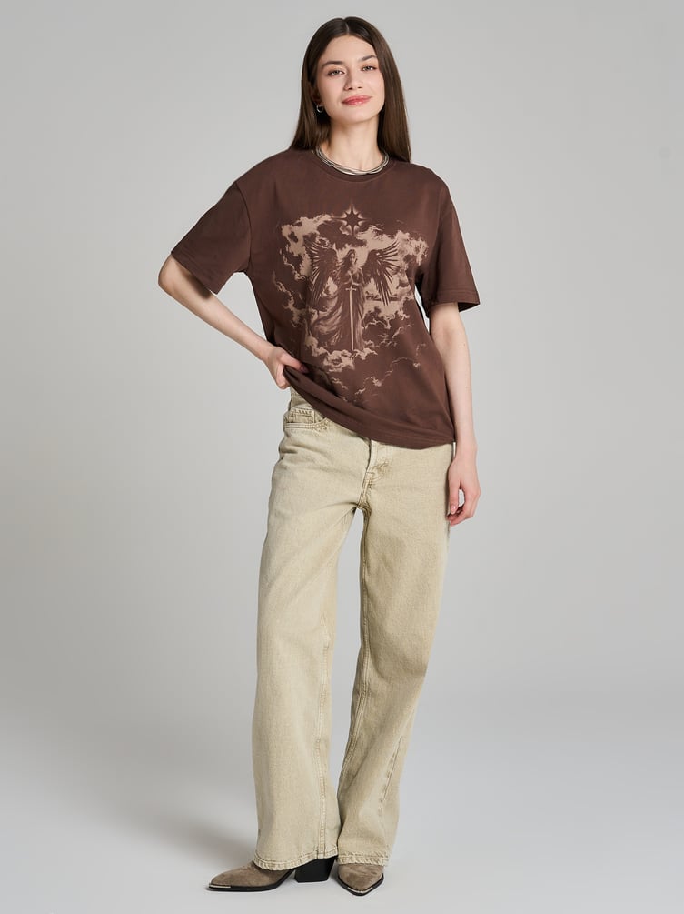 Футболка из хлопка с принтом ангела