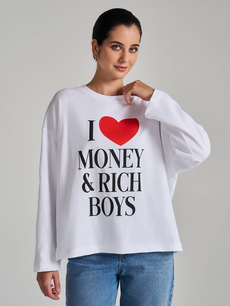 Лонгслив оверсайз хлопковый с надписью