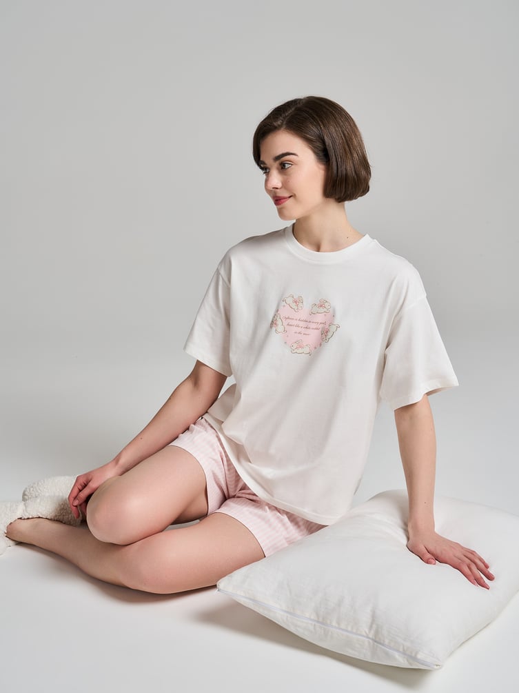 Хлопковая пижама с принтом и шортами