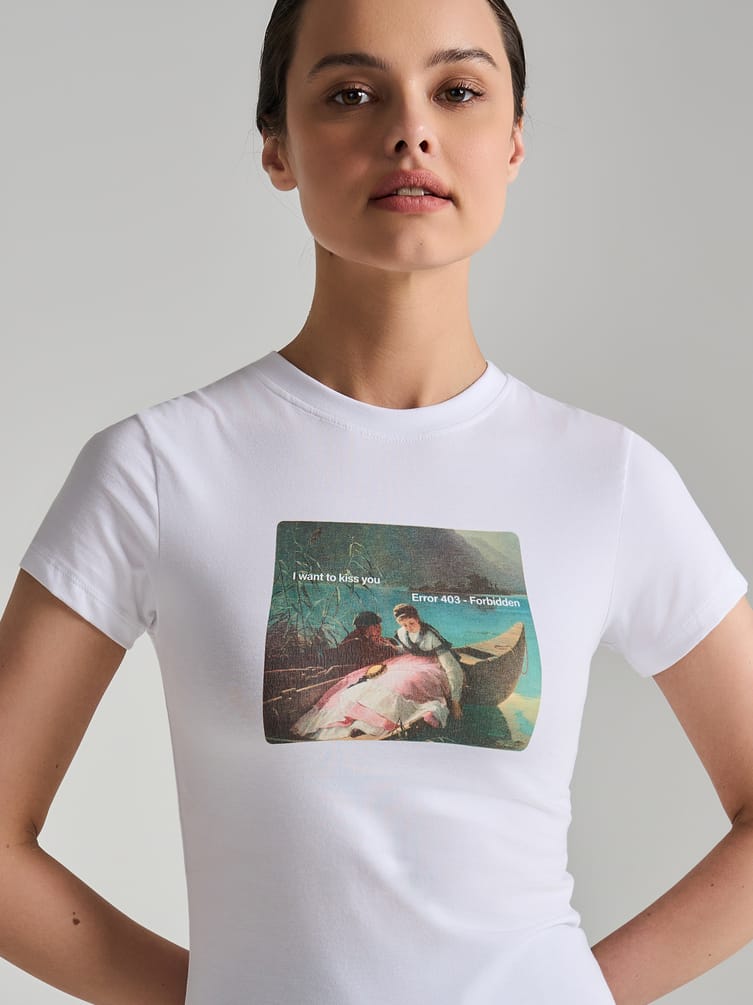 Футболка облегающая с принтом картины