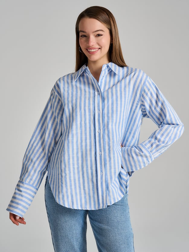 Плотная классическая рубашка в полоску