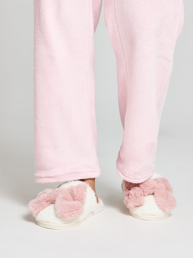 Тапочки домашние плюшевые бантики