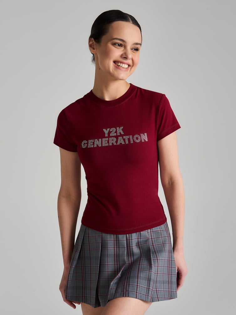 Футболка из хлопка с надписью из страз