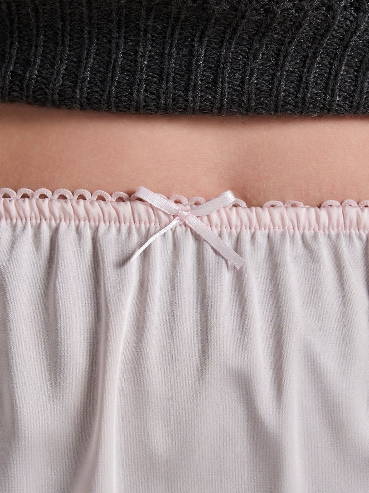 Юбка мини атласная с кружевом в бельевом стиле