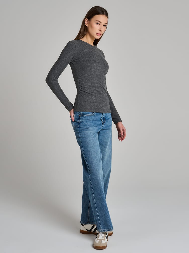 Лонгслив асимметричный с драпировкой