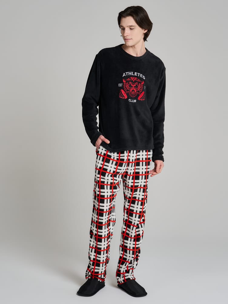 Пижама плюшевая теплая с брюками