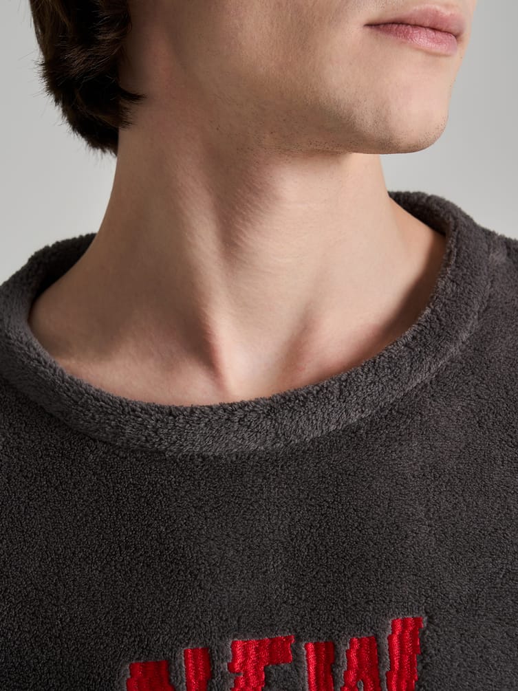 Пижама плюшевая новогодняя с брюками