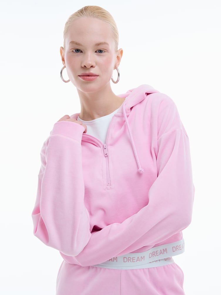 Домашняя велюровая Half zip толстовка