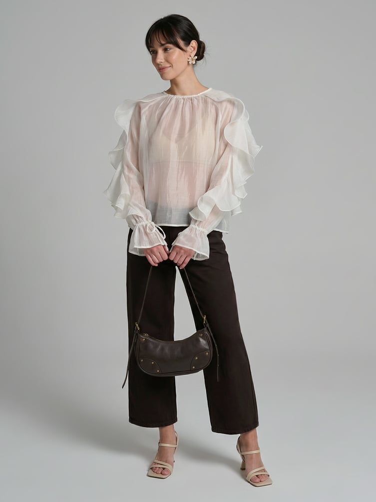 Блузка прозрачная с воланами