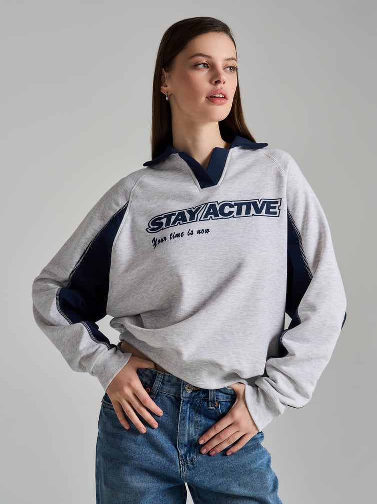 Свитшот поло с надписью Stay Active