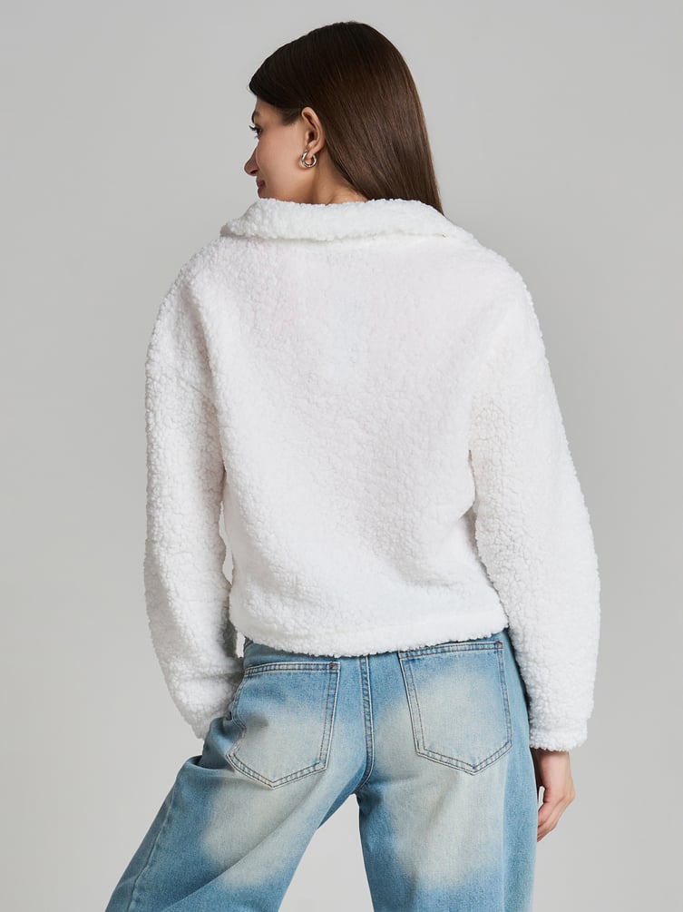 Свитшот меховой с полузамком молнией