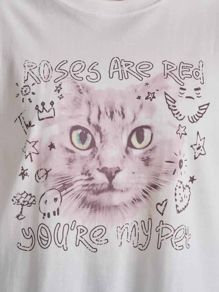 Футболка из хлопка с принтом кошки