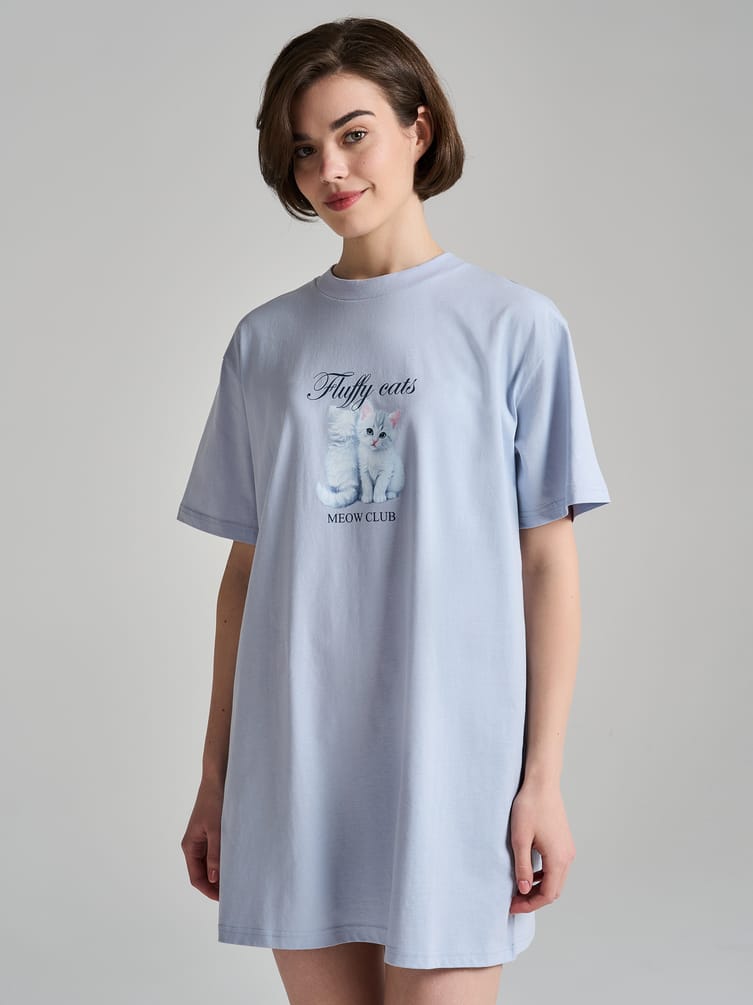 Ночная сорочка из хлопка с принтом