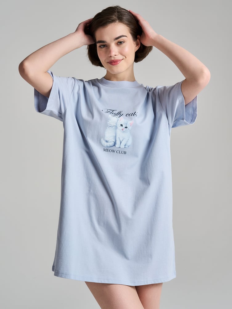 Ночная сорочка из хлопка с принтом