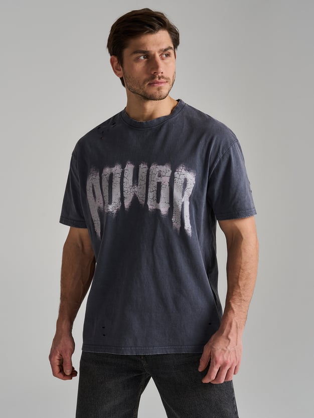 Футболка оверсайз рваная с надписью