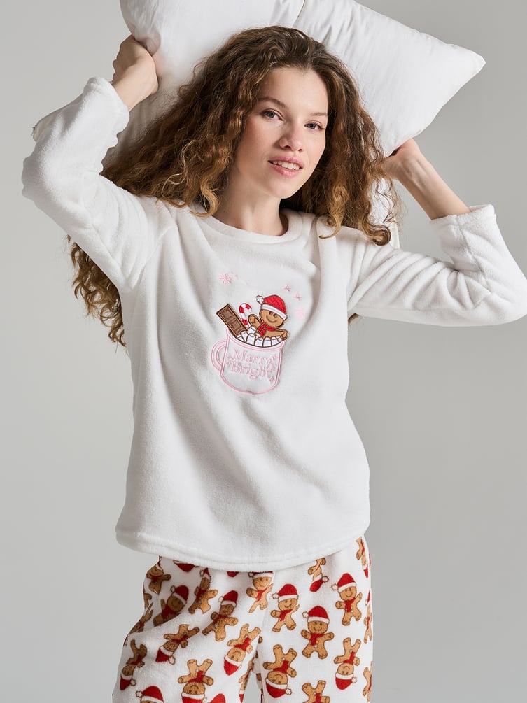 Плюшевая теплая пижама с пряничным человечком