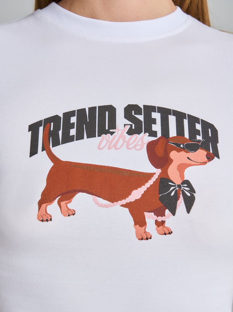 Футболка облегающая с принтом таксы