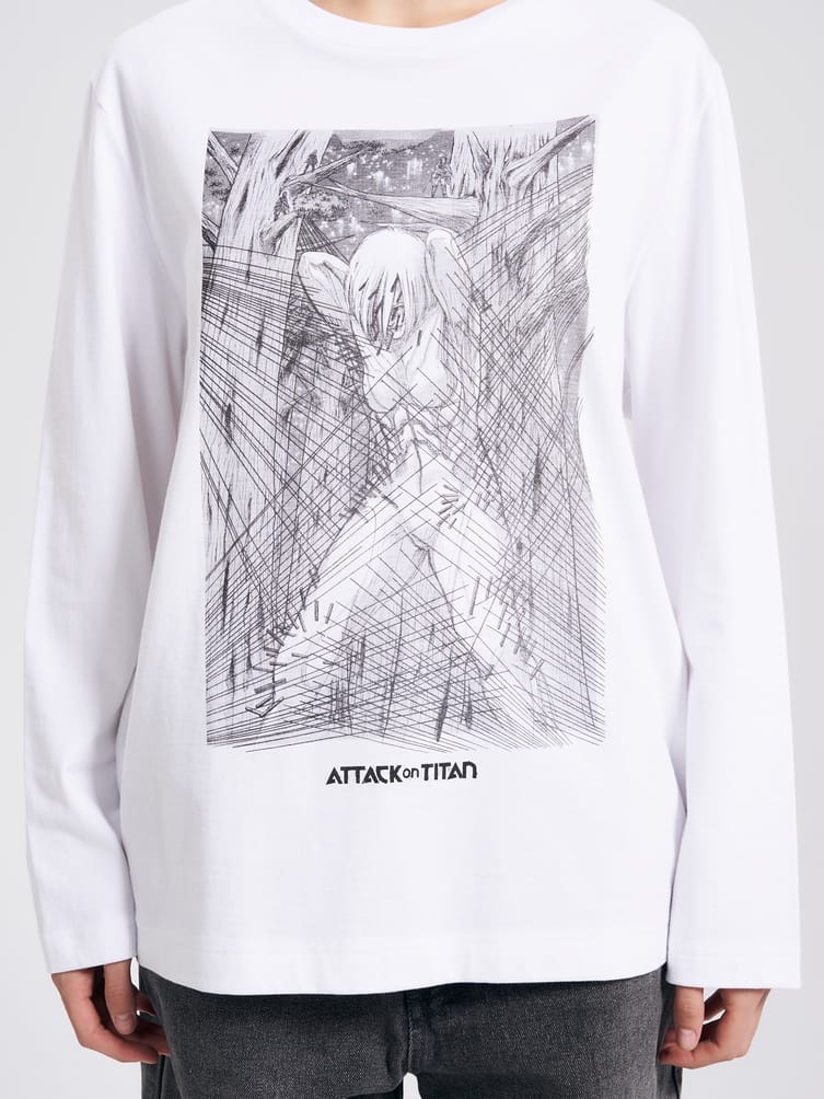 Лонгслив с принтом аниме Атака Титанов