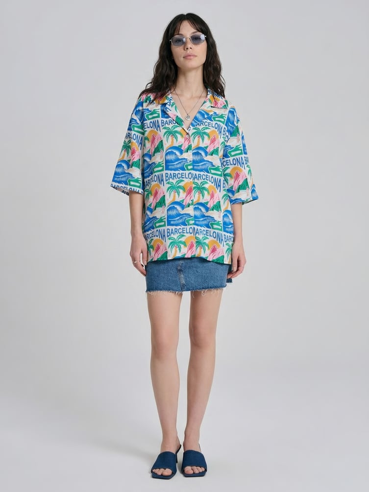 Рубашка гавайская с принтом