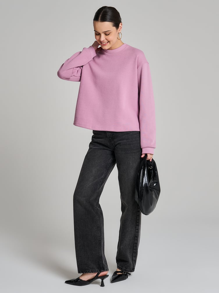 Трикотажный свитшот в рубчик