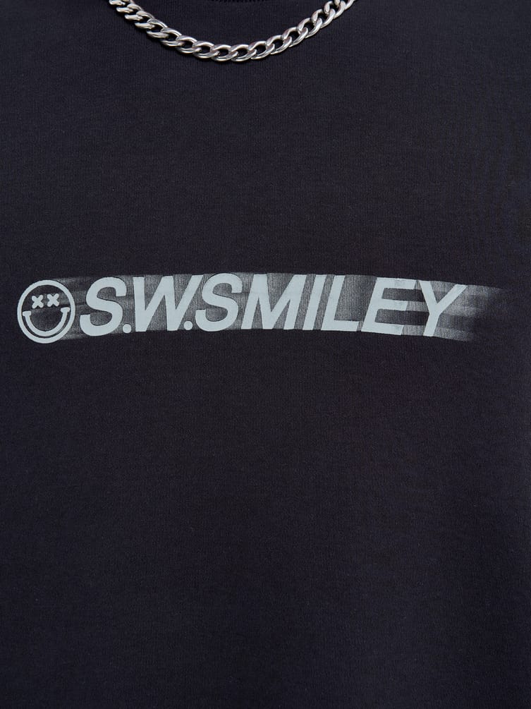 Плотный лонгслив оверсайз с принтом Smiley
