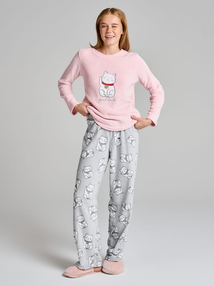 Теплая плюшевая пижама с кошечкой Манэки-нэко