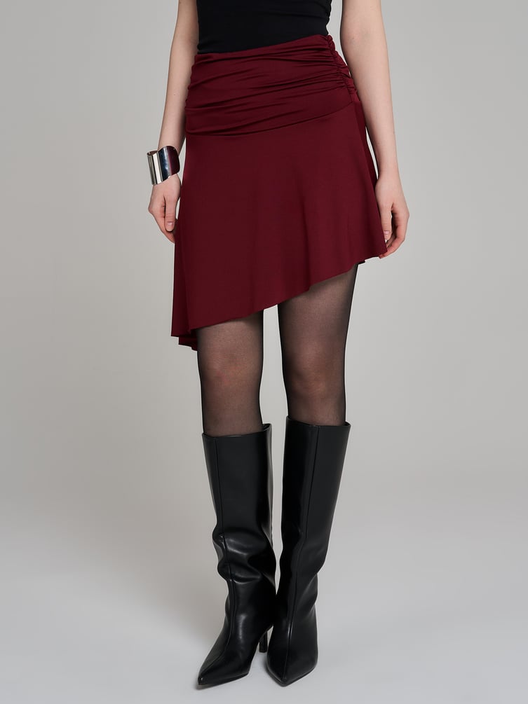 Мини юбка асимметричная с широким поясом