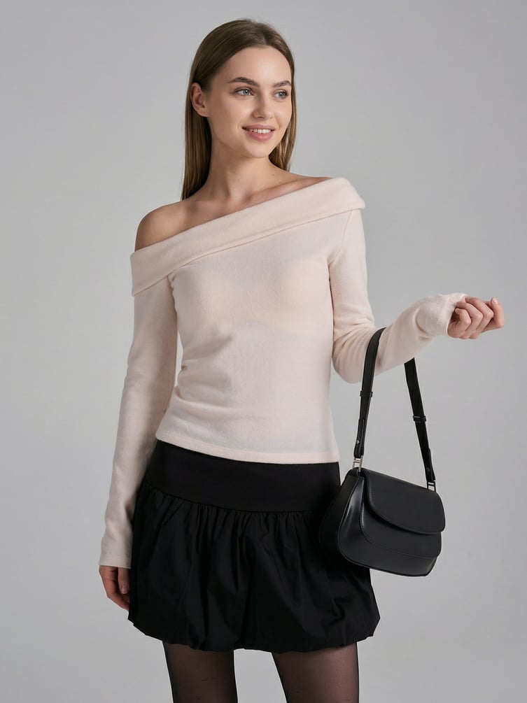 Лонгслив вечерний с фигурным вырезом