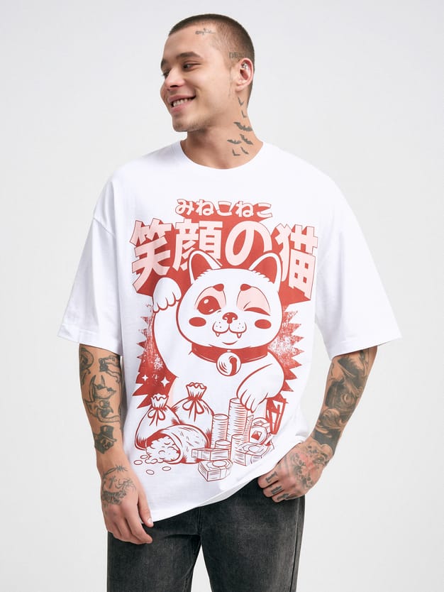 Хлопковая футболка оверсайз с принтом