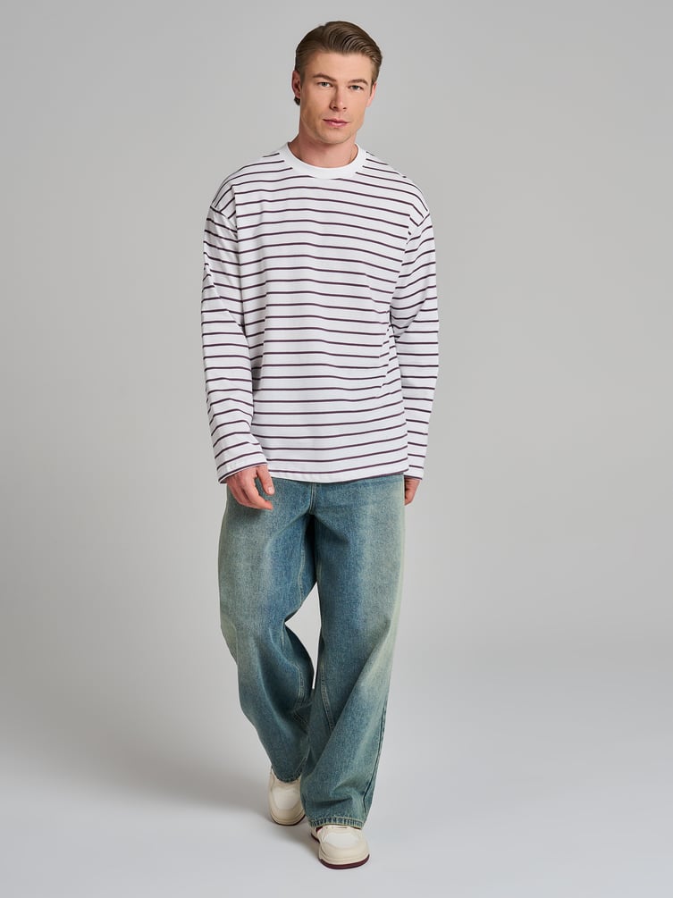 Полосатый лонгслив оверсайз