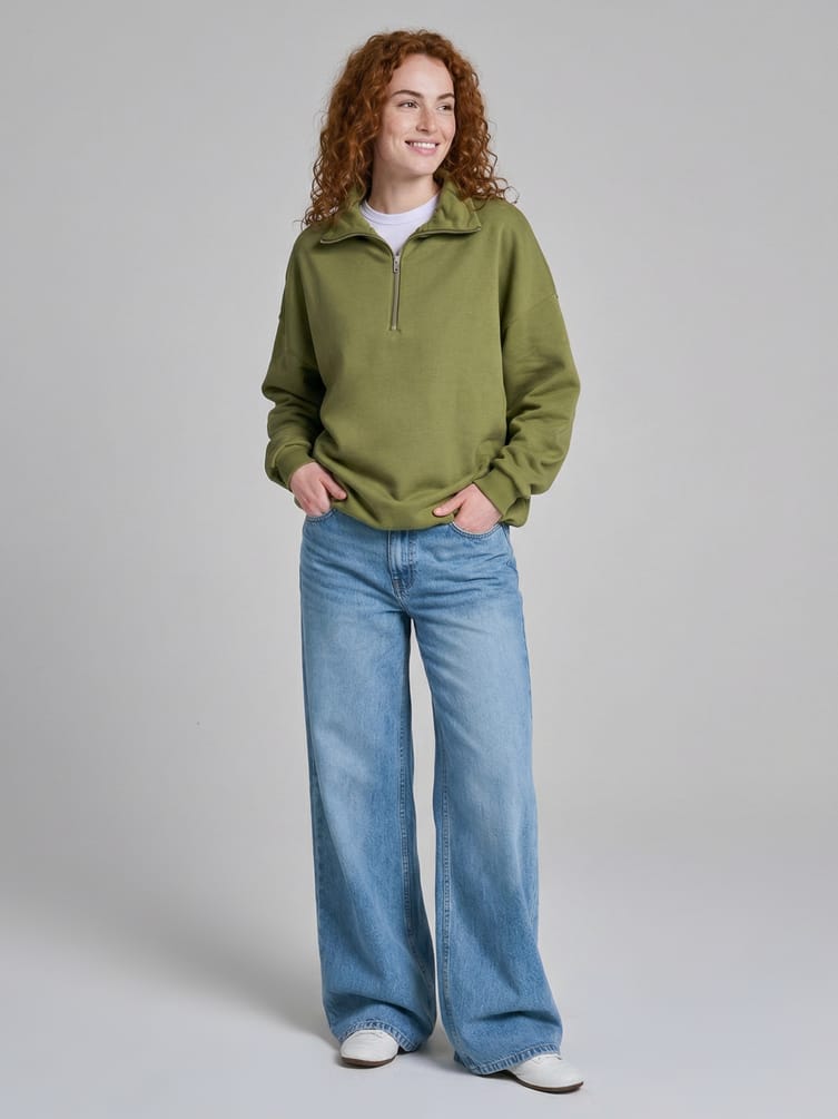 Свитшот без начеса с высоким горлом